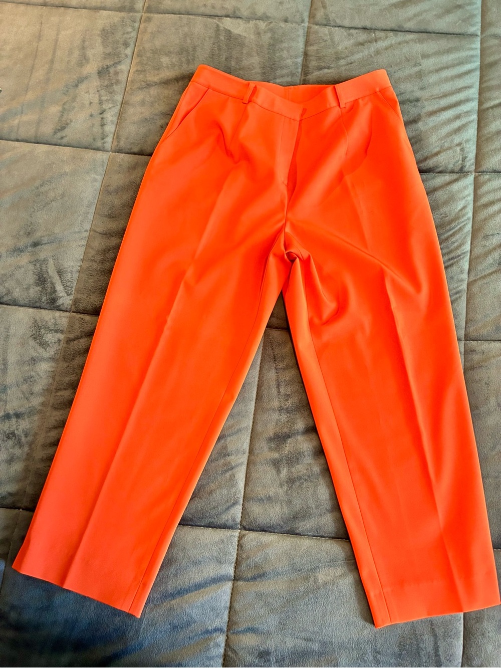 VTG Grace Dane Lewis 12P Cropped Tailored Pants Bright Orange Poly Spandex Blend